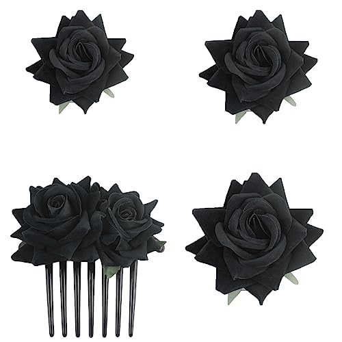 Épingles à cheveux pour femme lot de 4 pinces mariage et fête fille noir