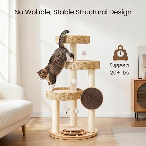 Árbol para gatos grande de madera sólida 48 pulgadas miniatura 4