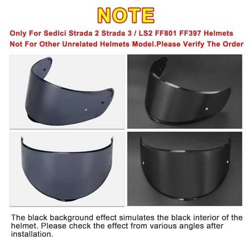 Image of PSLER Shatterproof Helmet Visor for Sedici Strada 2&3 FF801,Black&Film | Impact-Resistant ,UV400 Protection, Motorcycle Tinted Face Shield for Strada 2 Strada 3 FF801 FF397,Visor Replacement