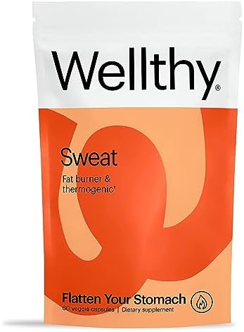 Wellthy Sweat Thermogenic Fat Burner Pills, All Natural Metabolism Booster and Appetite Suppressant for Men and Women, Increased Metabolism Supplement That Helps Promote Increased Weight Loss