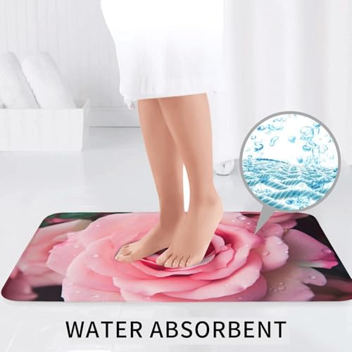 Tapis de salle de bain antidérapant flanelle rose avec contour WC U - 7