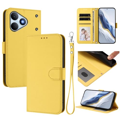 Flip �P�[�X�J�o�[ �Ή��@�� for Realme Note 80 4G �y�������[�h�z�y�J�[�h�X���b�g���z�z�y�X�}�z�P�[�X�z�y�}�O�l�b�g�N���X�v�zStand Yellow