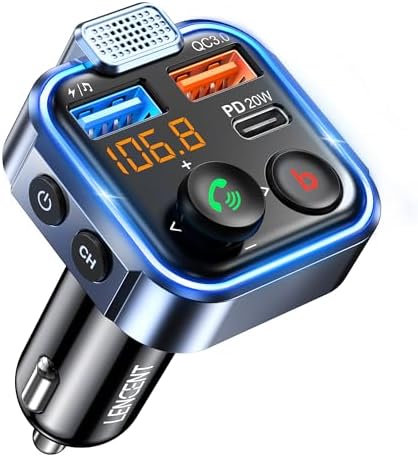 LENCENT FM Transmitter in-Car Adapter, Wireless Bluetooth 5.3 Radio Car Kit
