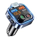 LENCENT Bluetooth FM Transmitter, Wireless Bluetooth 5.0 Radio Adapter Car Kit, USB C QC PD 30W Fast Charger, Hands Free Calling, HiFi Bass Sound Support U Disk