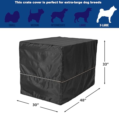 Hundeboxabdeckung, 122 cm, Größe XL, Schwarz, Polyester-Sichtschutz für Hundeboxen, passend für die meisten Standard-Boxen, maschinenwaschbar, hilft Bellen & Kauen zu reduzieren