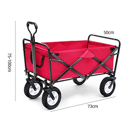 TVSKWMRQ Zusammenklappbarer Gartenwagen, robuster Wagen, multifunktionaler Einkaufswagen für Outdoor-Camping, Angeln, Ziehwagen mit 4 Rädern, Tragkraft: 80 kg – Bild 5