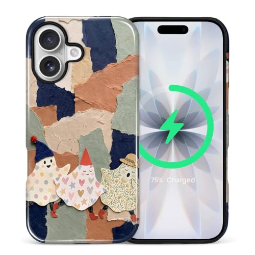 Goodsprout for iPhone 17 Cases,Campatible with Magsafe,2-Layer Hard Shell + Silicone Cover - Shockproof Protection, Halloween Ghost Stickers are Adorable