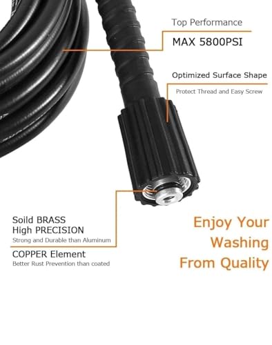 Image of Fieldstar 8 Meter High-Pressure Washer Hose Pipe for Car Washer - Upto 5800 PS | Compatible with STARQ, VANTRO, AIMEX, SHAKTI, GAOCHENG | Heavy Duty - Black