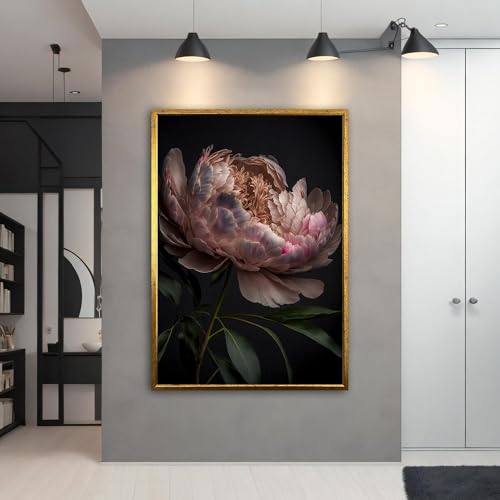 Art floral moderne de fleurs roses en impression sur toile esthétique grand format 80x110 cm
