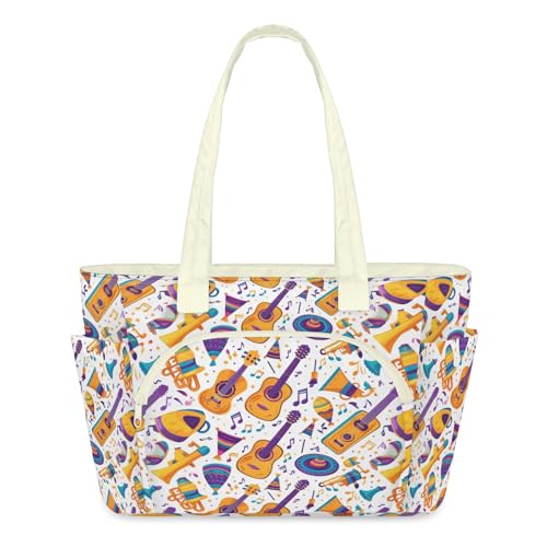 Sac fourre-tout musique du Mexique grand sac zippé pour le travail