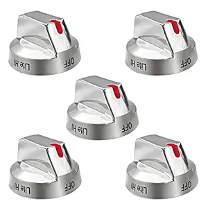 DG64-00473A Stainless Steel Burner Dial Knob Top Burner Control Replacement,for Samsung Range Oven Gas Stove Knob, NX58F5700WS Replaces DG64-00472A (5packs)