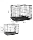 lionto Tiertransportbox für Hunde und Katzen, vielseitiger Transportkäfig mit hygienischer Kunststoffwanne, 61x44x51 cm, Hundebox aus Metall mit stabilen Sicherheitsverschlüssen & Trennwand, schwarz
