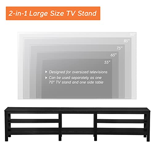 Wampat Led Tv Stand For 85 Inch Tv, 16 Changable Led Tv Console For 80 90 100 Inch Tv Entertainment Center Media Table With 5 Cubby Storage For Living Room Bedroom, Black #TOP4