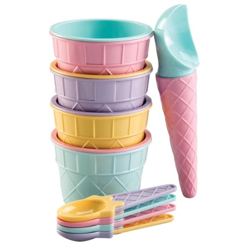 Tribello Ice Cream Bowls and Spoons Set