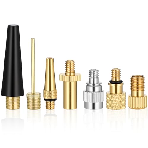 Exircy Presta Schrader Valve Adapter Set (7 pcs, Gold)