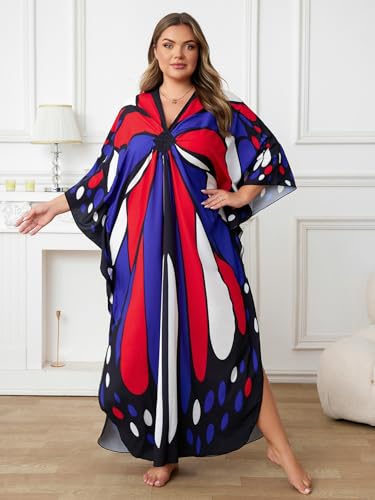 Image of Kaftan Dress for Women - Plus Size Caftan Maxi Beach Dress Moo Moos Loungewear, Swimsuit Cover Up for Beach, Pool or Vacation