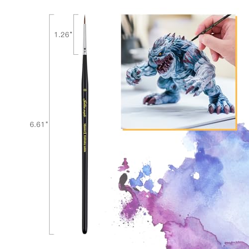 Image of Kolinsky Sable Miniature Paint Brushes - Professional Artist Brush Size 0, Small Fine Detail Paint Brush Set for Mini Paints, Paint by Number, Figurine