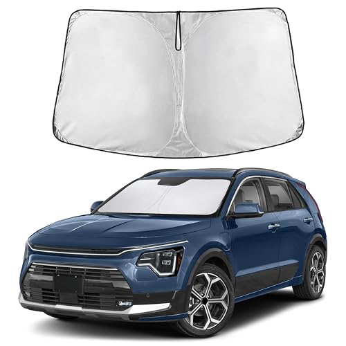 Image of EcoNour Windshield Sun Shade Compatible for Kia NIRO 2017-2024 Front Window Sunshade Foldable Sun Visor UV & Heat Blocking Protection