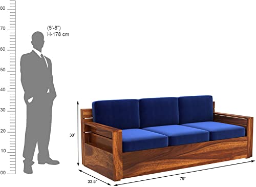 Image of Swangia Art Solid Sheesham Wood Sofa Set 5 Seater For Living Room | Wooden 5-Person Sofa Set For Home Office | 3+1+1 Sofa Sets For Living Room | Five Seater Sofa With Storage | Rosewood, Brown Finish