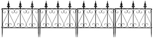 GiantexUK Metal Garden Fencing, Outdoor Decorative Wire Patio Fence, Folding Flower Bed Border Animals Barrier (24in x 8ft)