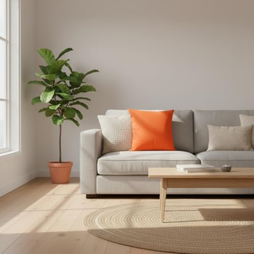 Image of Solid Orange Cotton Cushion Cover | Decorative Throw Pillow Cover for Sofa Couch Bed Living Room Bedroom | Premium Soft Fabric with Hidden Zipper (6)