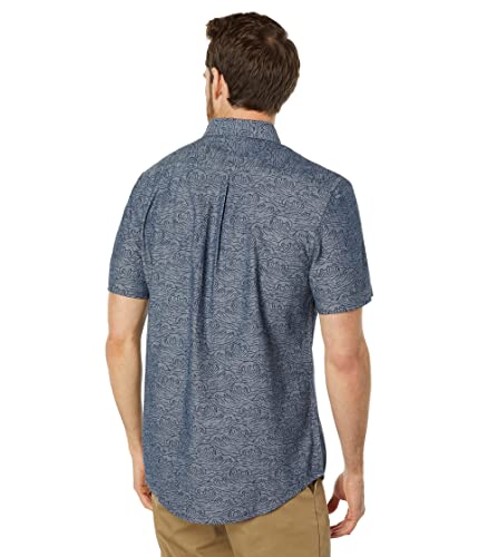 U.S. Polo Assn. Camisa de tecido jeans de cambraia estampada de manga curta, Azul infinito, P