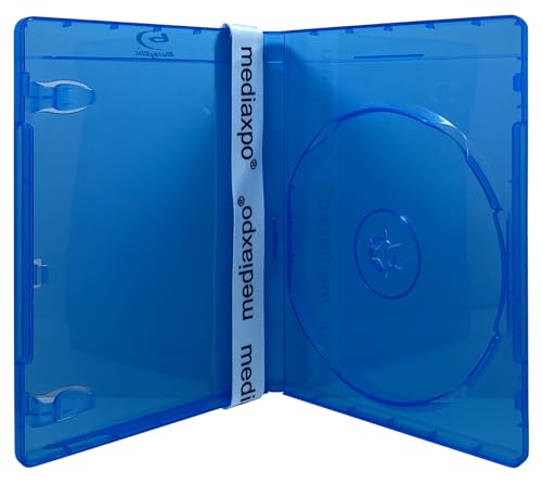 Image of Mediaxpo Premium Standard Blu-Ray Single Cases 12MM | Protect Your Blu-ray Collection with Silver Screen Printed Logo | Ideal for Collectors and Film Enthusiasts (Pack of 25)