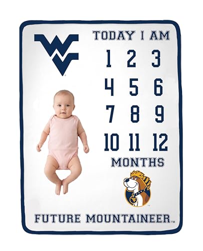 Future Tailgater Collegiate Licensed Baby Milestone Blanket (West Virginia Mountaineers)