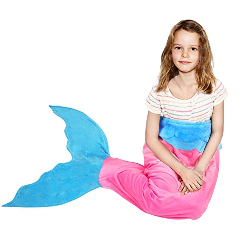 BATTOP Pink Mermaid Tail Super Soft Blanket Crystal Velvet Lovely Gift for kids (Child, Pink)