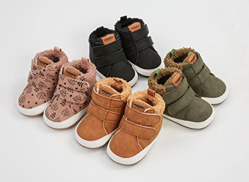 Image of SOFMUO Baby Boys Girls High Top Ankle PU Leather Sneakers Soft Rubber Sole Infant Moccasins Newborn Oxford Loafers Anti-Slip Toddler Wedding Uniform Dress Shoes
