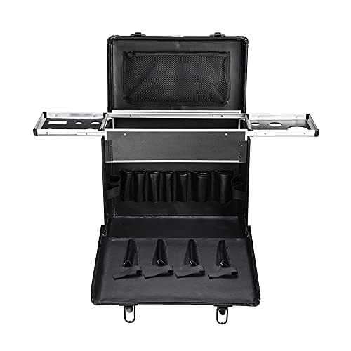 Byootique 15X9X14" Hairstylist Makeup Train Case Pvc Barber Hair Salon Clipper Trimmer Tool Appliance Box Black #TOP6