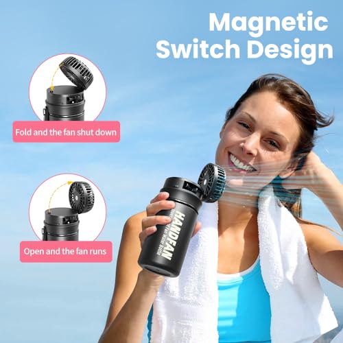 HandFan Kids Water Bottles With Fan Sport Insulated Water Bottle With Straw&Handle Leak Proof Vacuum Stainless Steel Water Jug - 12oz - Image 4
