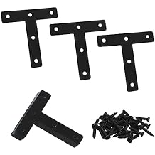 40 Pack T Shaped Repair Plate, Heavy Duty T Type Shelf Bracket, 80mm x 80mm, T Bracket Corner Brace, Flat Repair Mending Plates, Black