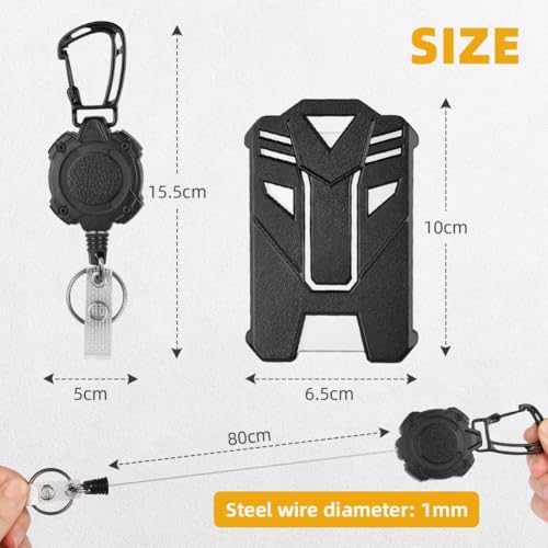 Vicloon Retractable Badge Reels, 2pcs Hard Plastic ID Credit Card - Image 2