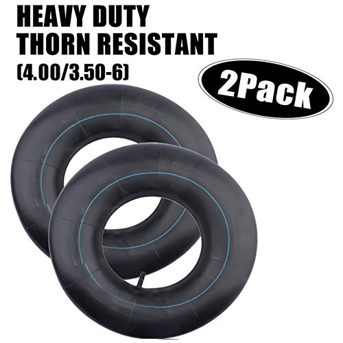 Mecotime 2 Packs 3.50/4.00-6 Replacement Inner Tire Tube with Metal Valve Stem Fit 4.10/3.50-6 13x4.00-6 13x5.00-6 145/70-6 for Hand Trucks, Dollies, Wheelbarrows, Lawn Mowers, Trailers and Generators
