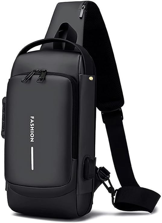 Chest Bag for Men with USB Charging Port | Anti-Theft Crossbody Sling Bag | Travel Shoulder Bag for Men | Sports Style Messenger Bag | Casual Daily Use Bag Water Resistance Material-image-16