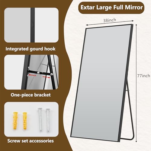 Image of Koonmi 77 inchx38 inch Floor Mirror Full Length, Large Black Mirror
