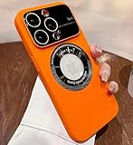 YUMESS Für große Fenster-Logo-Loch-Hülle für iPhone 11 Pro Max 12 Pro 13 Pro Max 14 Plus PC Hard Camera Protector Ladeabdeckung, orange, für iPhone 14Pro