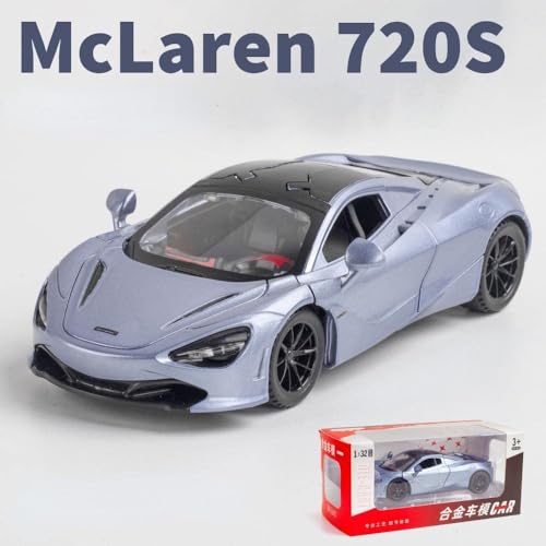 Image of Alloy Collectible Green McLaren 720s Toy Vehicle Pull Back DieCast Car Model with Lights and Sound-Grey