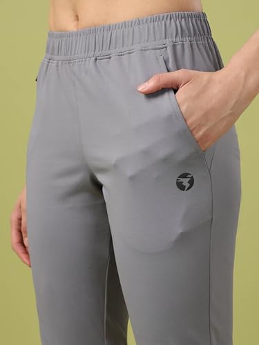Image of TECHNOSPORT Women's Regular Fit Mid Rise Solid Track Pant with Antimicrobial, Stretchable for Gym, Workout & Sports and Regular Use