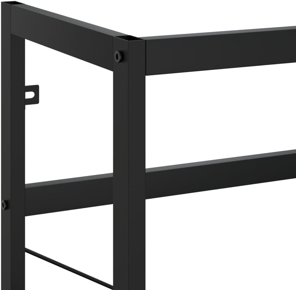 vidaXL Bathroom Washbasin Stand – Black Iron Frame Console Sink Support, Powder-Coated, Easy Assembly, Towel Access, Weather-Resistant