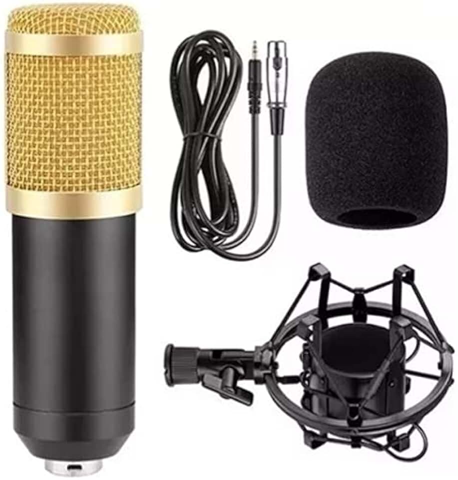 Microfone Estúdio Profissional Condensador BM-800 Dourado