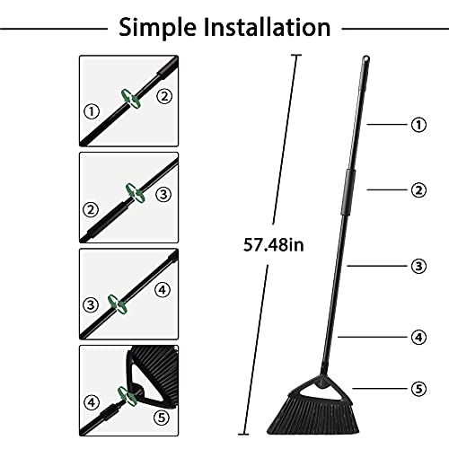 image for Eyliden Heavy Duty Broom, Commercial Angle Broom with Long Handle, Rou