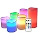 DRomance Flameless Flickering Candles Color Changing with 18-Key Remote Timer, Battery Operated Real Wax Set of 6 LED Pillar Candles Indoor Valentine's Day Romantic Decor(3