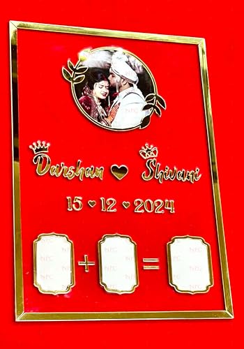 Image of Couple Thumb Gift with Photo | 29 * 21 CM | Wedding Thumb Print |Finger Print Gift| Personalized Text & Photo | Valentine's day Gift