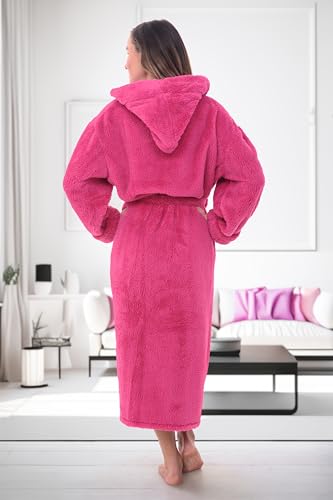 Image of Alexander Del Rossa Womens Fluffy, Fuzzy Robe for Women,Women's Long Hooded Robes, Plus Size