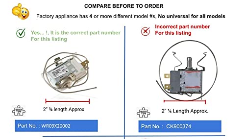 GLOB PRO SOLUTIONS 245D1262P001 WR09X0547 WR09X10027 WR09X10042 Fridge Temperature Control Thermostat 2