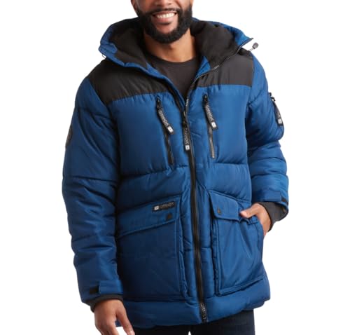 Image of CANADA WEATHER GEAR Mens Winter Puffer Jacket - Heavyweight Insulated Ski Jacket Hooded Mens Coats Weather Resistant Coat