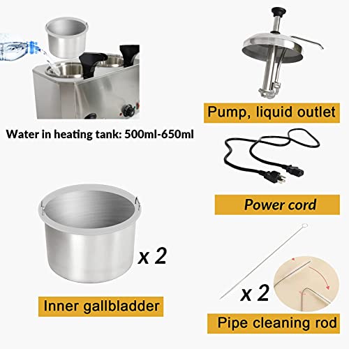 Nacho Cheese Dispenser, 4.8 Qt Nacho Cheese Warmer, 304 Stainless Steel Popcorn Butter Dispenser, With Pump 650W Nacho Cheese Machine, 30-110℃ Temp Adjustable, For Heating Caramel Cheese Chocolate #TOP5