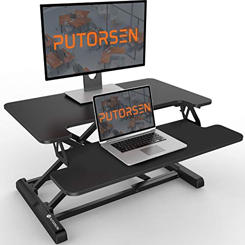 Standing Desk Converter with Height Adjustable PUTORSEN 28 inch Stand